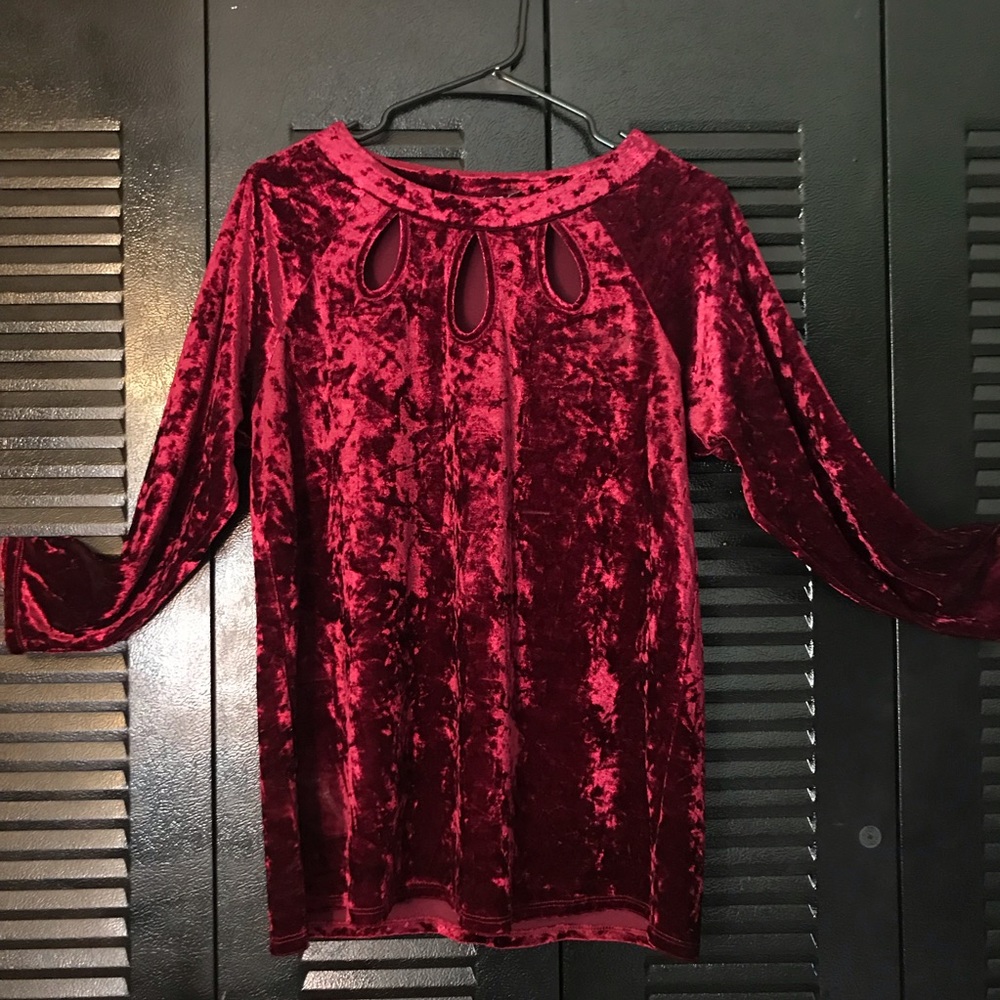 Velvet Red Cut Out Design Top
